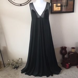 💕ELEGANT💕Full Sweep Vintage Long Maxi Black Nightgown Slip Dress Night Chemise